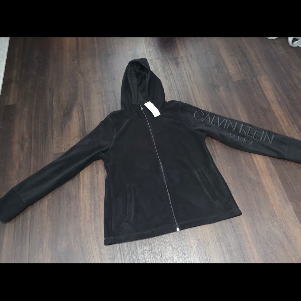 Calvin Klein black hooded fleece zip jacket